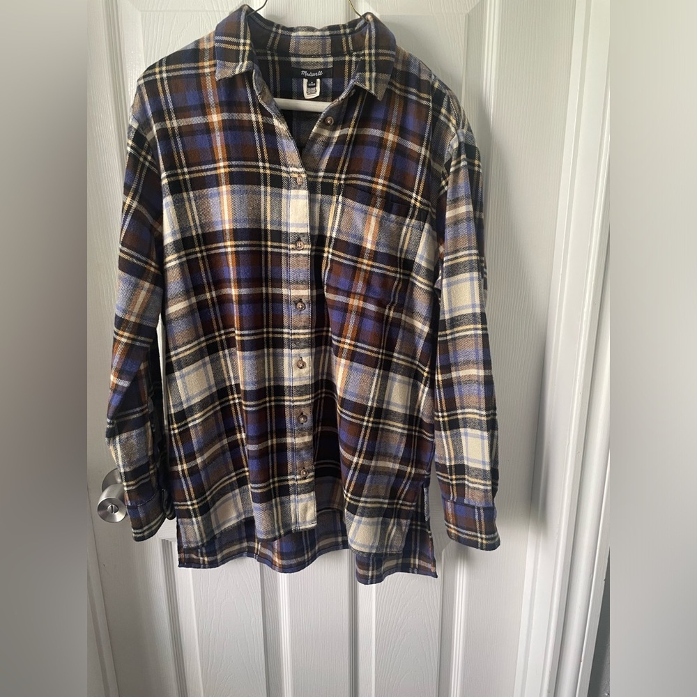 Madewell Plaid Button-Down Shirt in Blue and Brown